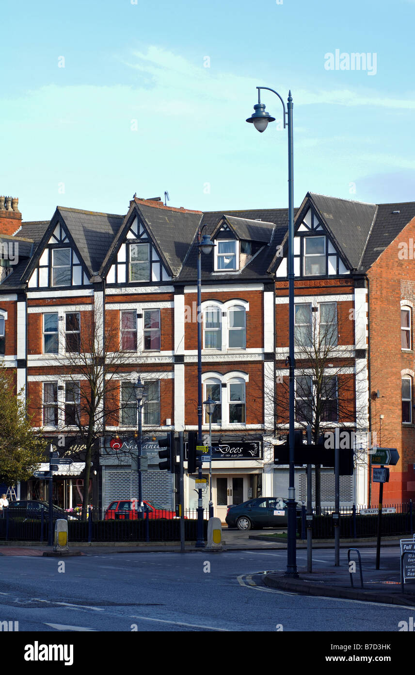 Buildings in St Mary`s Row, Moseley, Birmingham, England, UK Stock Photo